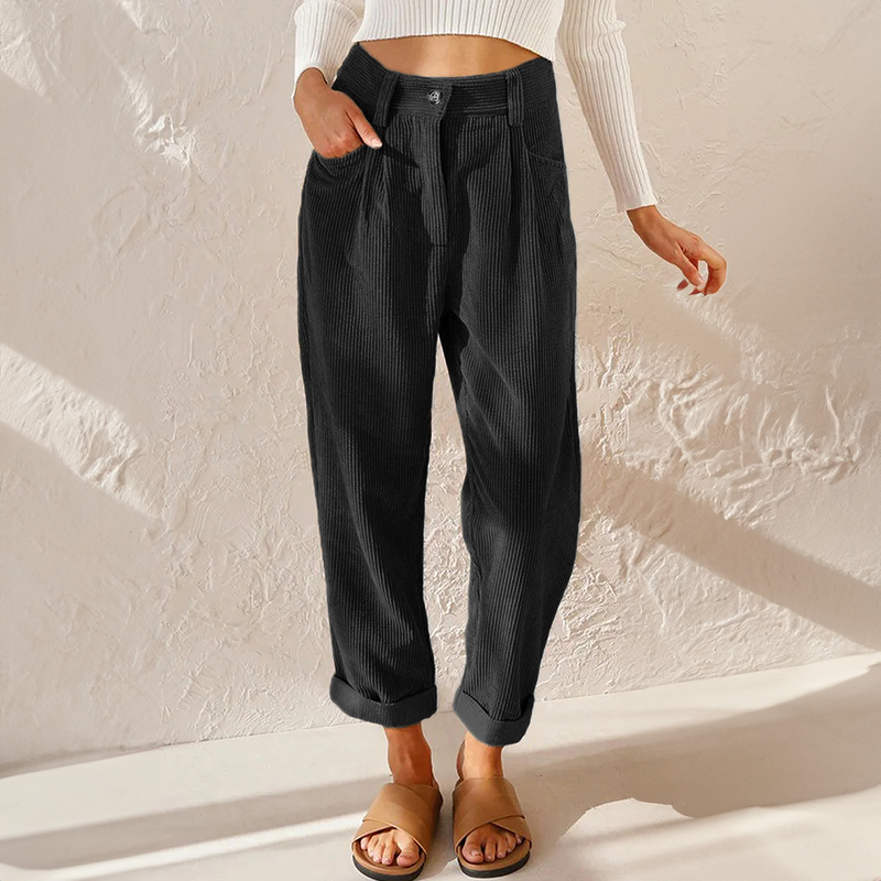 Eva | Pantalon Velours Côtelé Taille Haute Femme