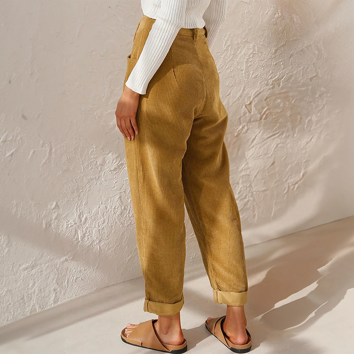 Eva | Pantalon Velours Côtelé Taille Haute Femme