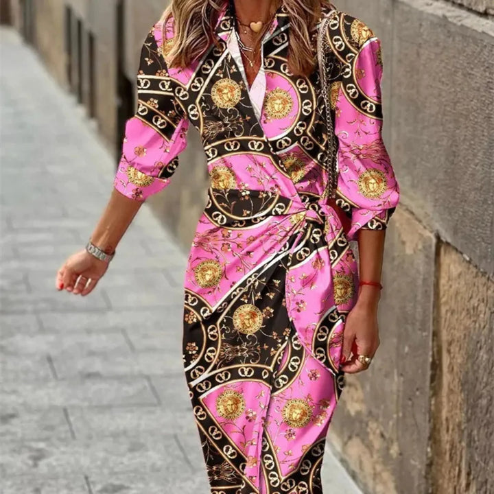 Eva | Robe Femme Rayée Portefeuille Midi