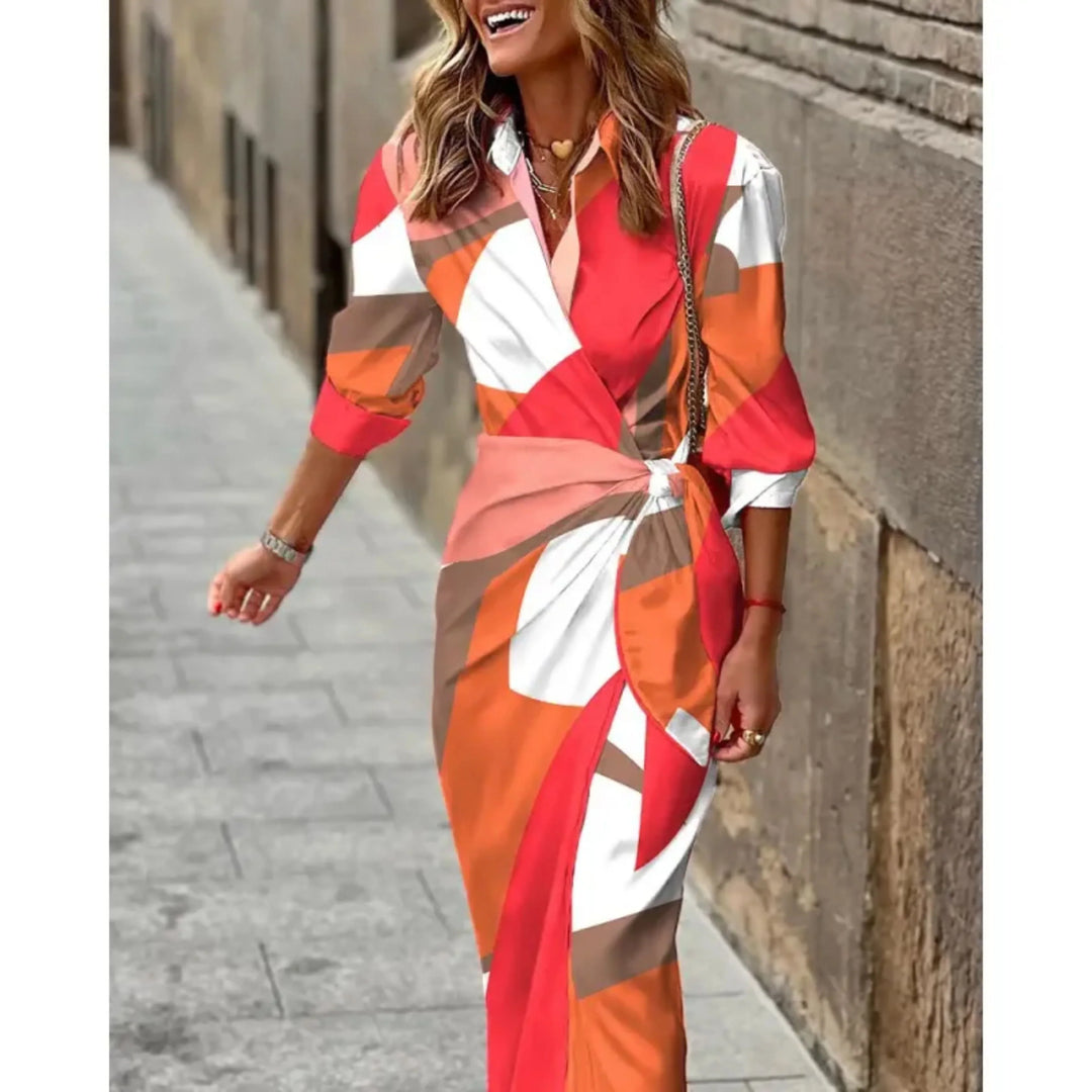 Eva | Robe Femme Rayée Portefeuille Midi