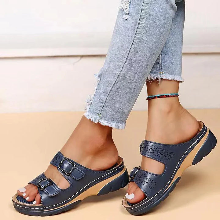 Eva | Sandales Femme Plateforme Boucles Cuir