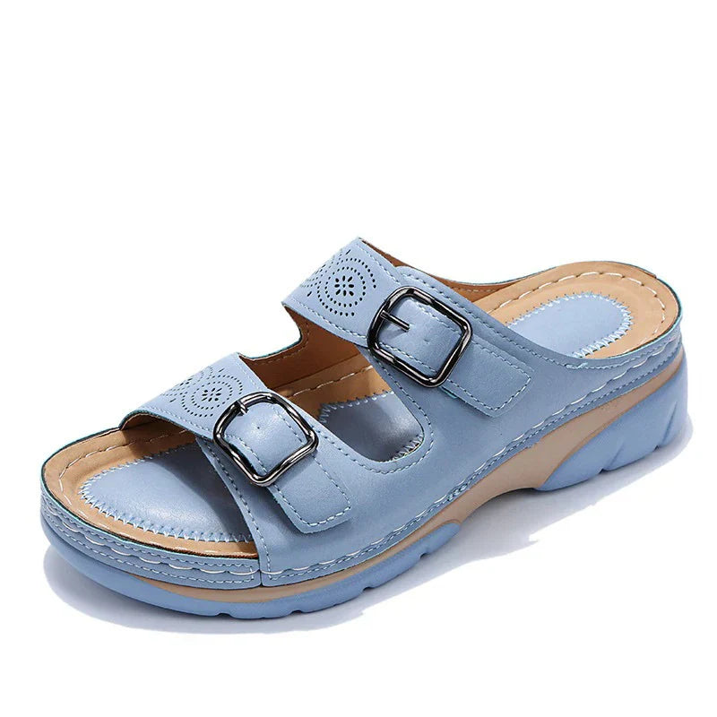 Eva | Sandales Femme Plateforme Boucles Cuir