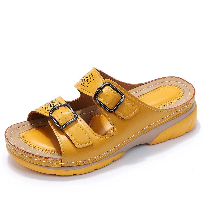 Eva | Sandales Femme Plateforme Boucles Cuir
