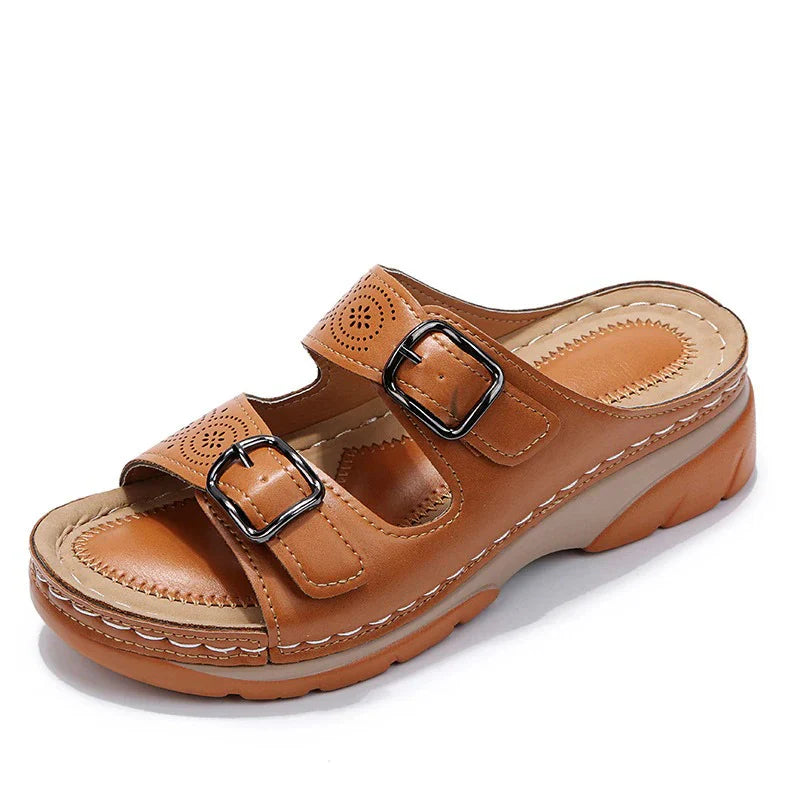 Eva | Sandales Femme Plateforme Boucles Cuir