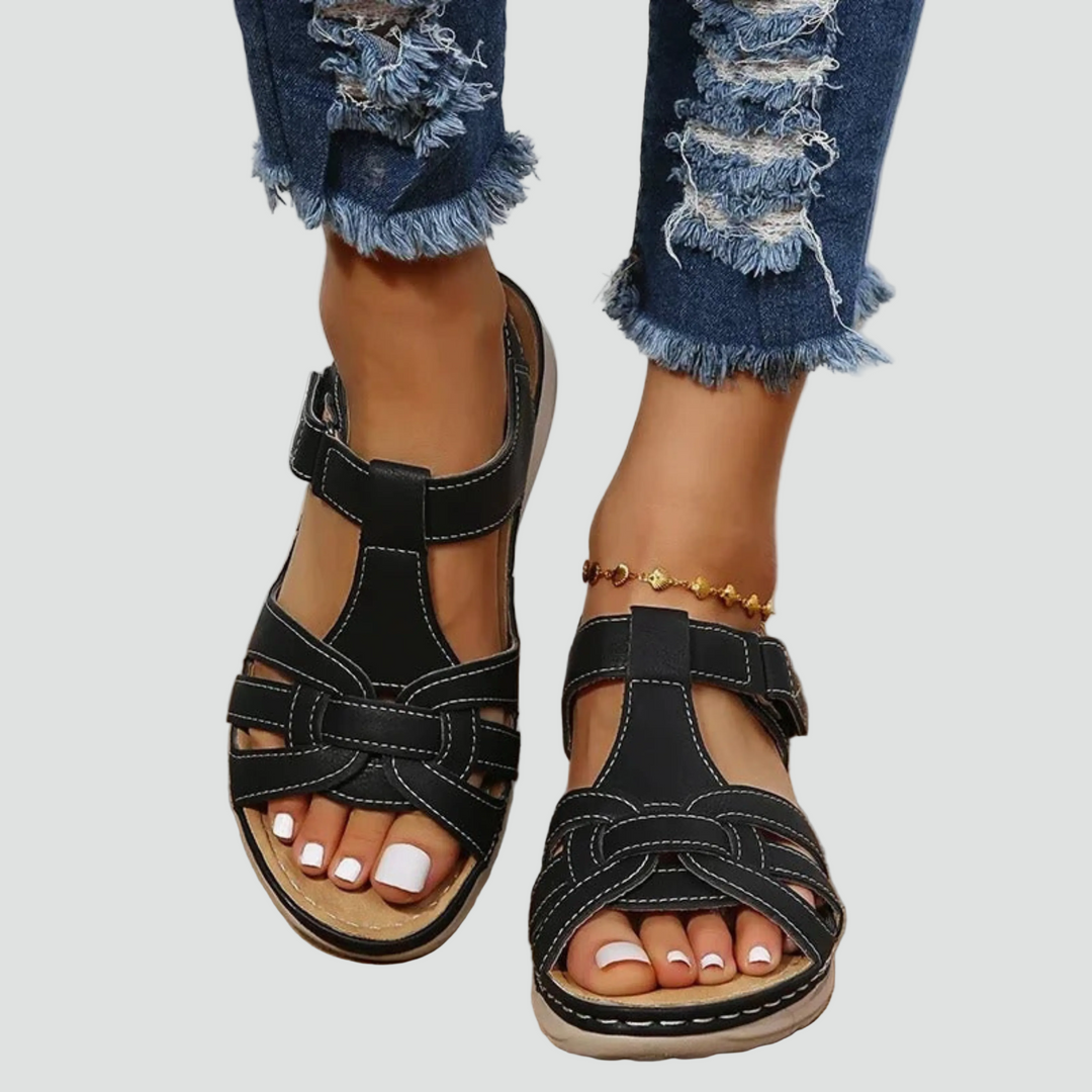 Eva | Sandales Plateforme Tressées Femme Bride Cheville Marron