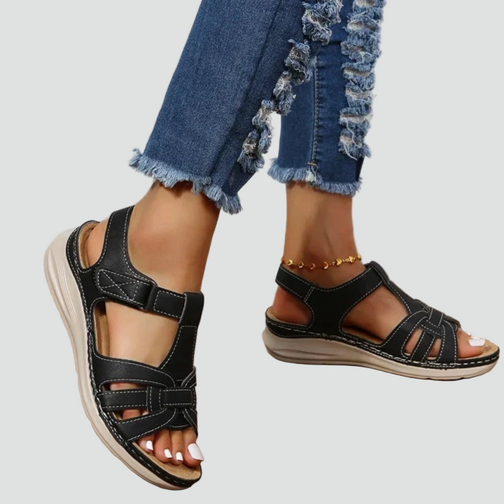 Eva | Sandales Plateforme Tressées Femme Bride Cheville Marron