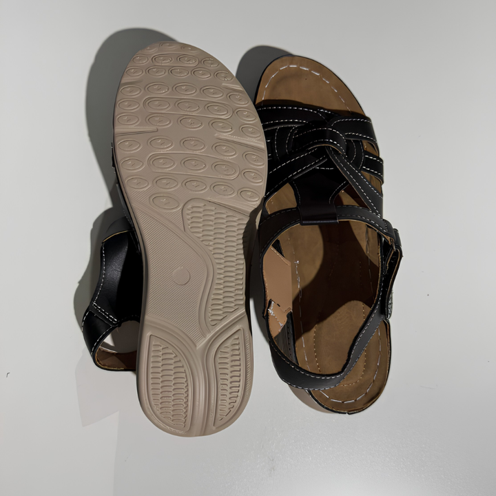 Eva | Sandales Plateforme Tressées Femme Bride Cheville Marron