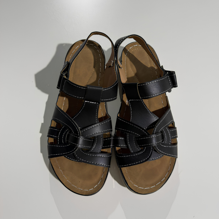 Eva | Sandales Plateforme Tressées Femme Bride Cheville Marron
