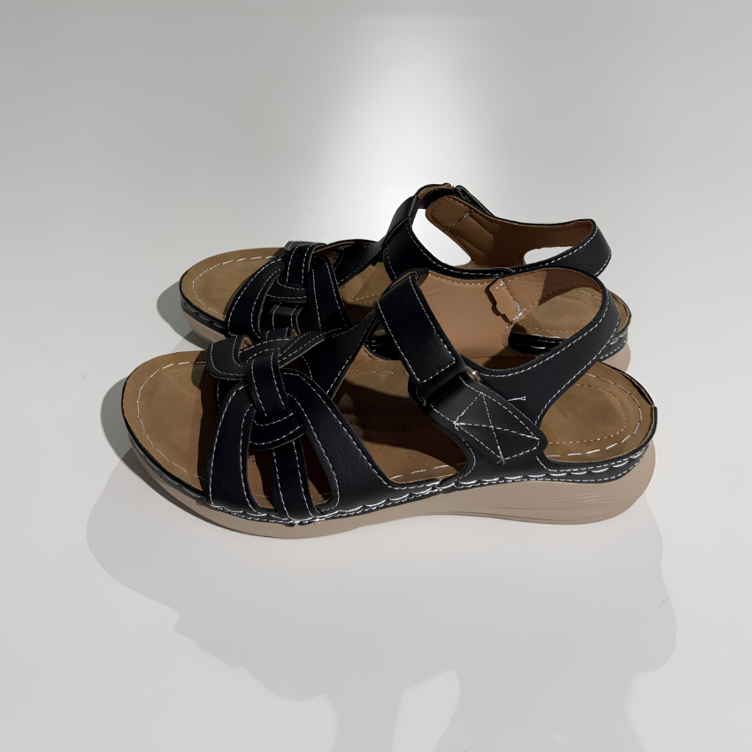Eva | Sandales Plateforme Tressées Femme Bride Cheville Marron