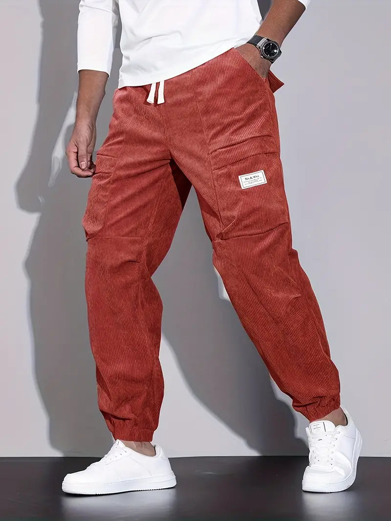 Florian | Pantalon Cargo Velours Côtelé Marron Homme Coupe Ample