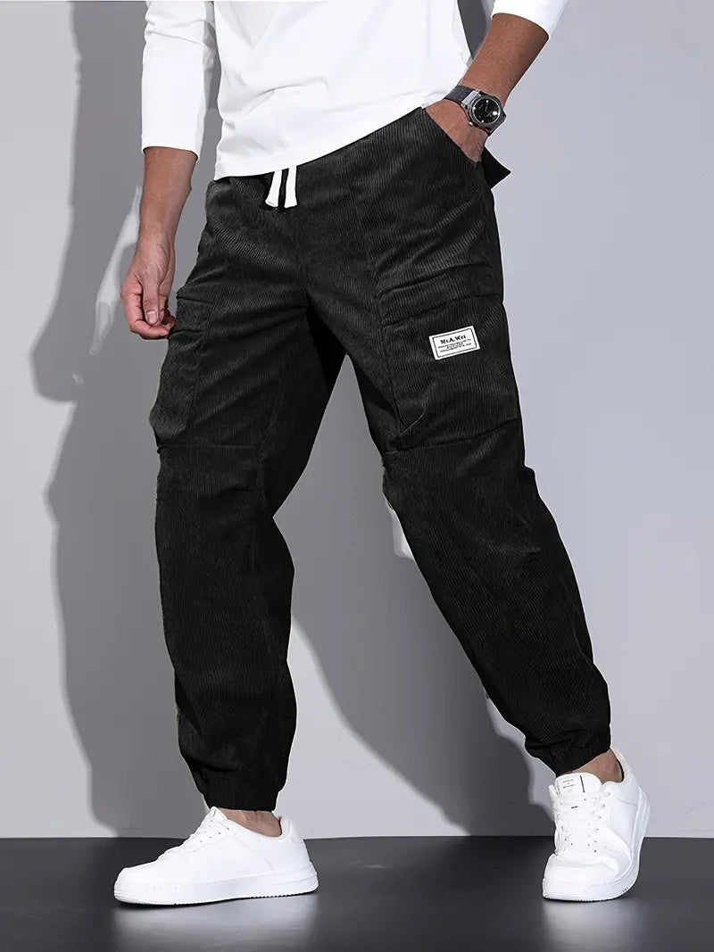 Florian | Pantalon Cargo Velours Côtelé Marron Homme Coupe Ample