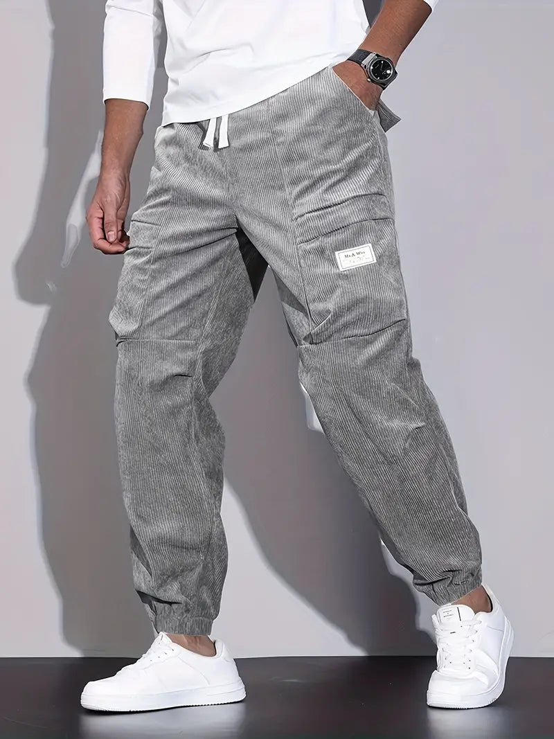 Florian | Pantalon Cargo Velours Côtelé Marron Homme Coupe Ample