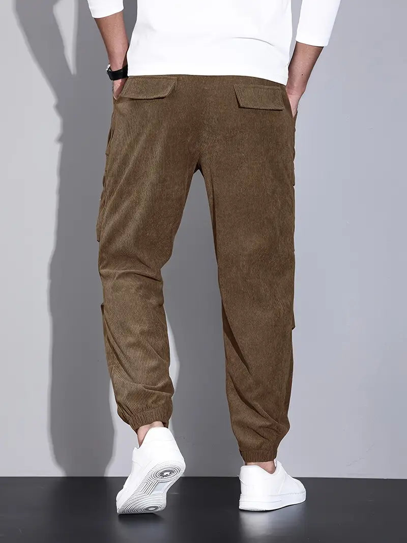 Florian | Pantalon Cargo Velours Côtelé Marron Homme Coupe Ample