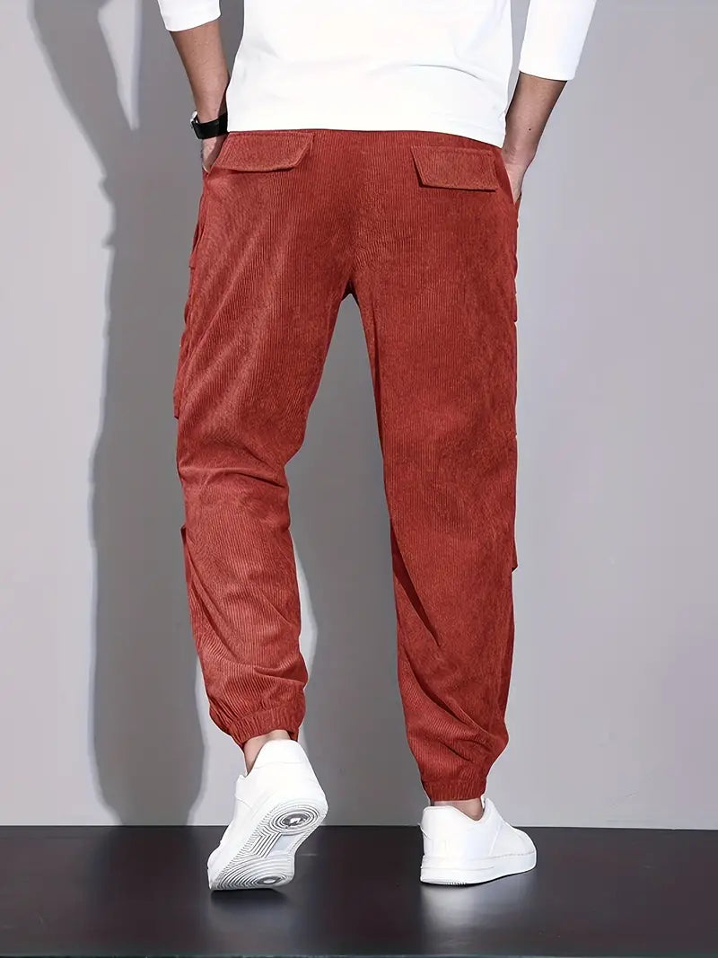 Florian | Pantalon Cargo Velours Côtelé Marron Homme Coupe Ample