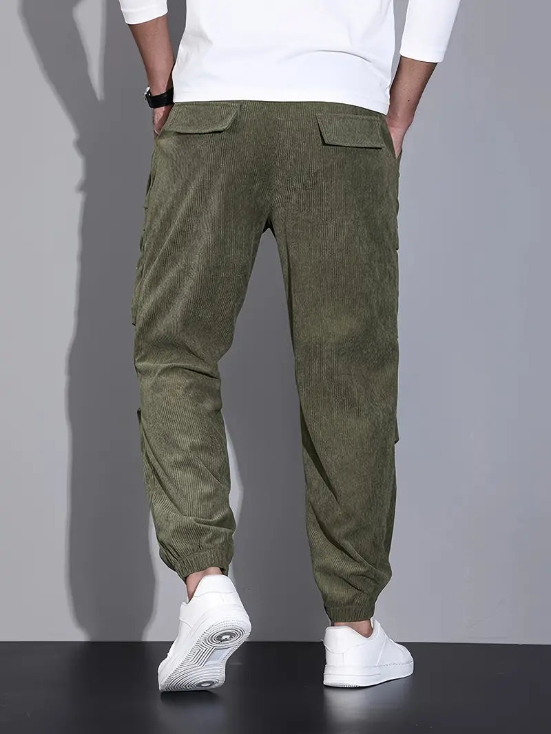 Florian | Pantalon Cargo Velours Côtelé Marron Homme Coupe Ample