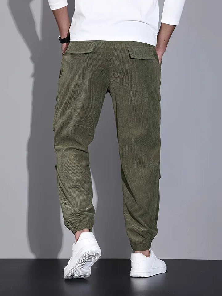 Florian | Pantalon Cargo Velours Côtelé Marron Homme Coupe Ample