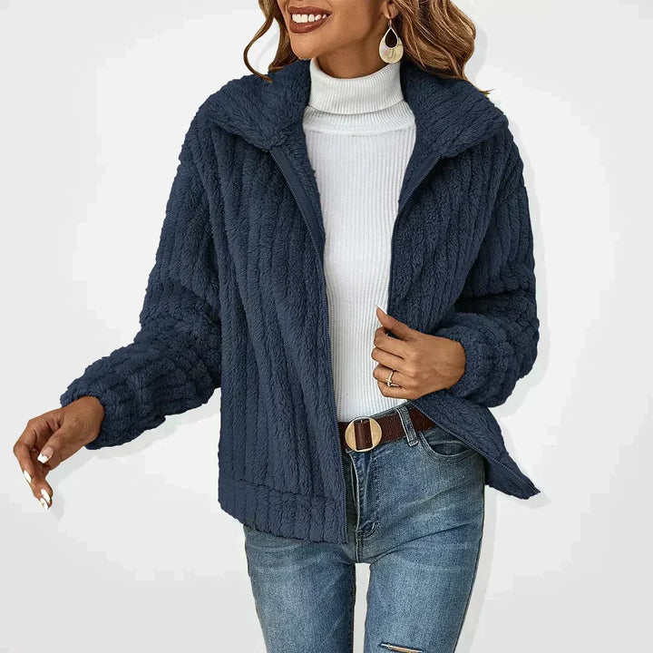 Floriane | Blouson Bomber Femme Polaire Zippé Beige