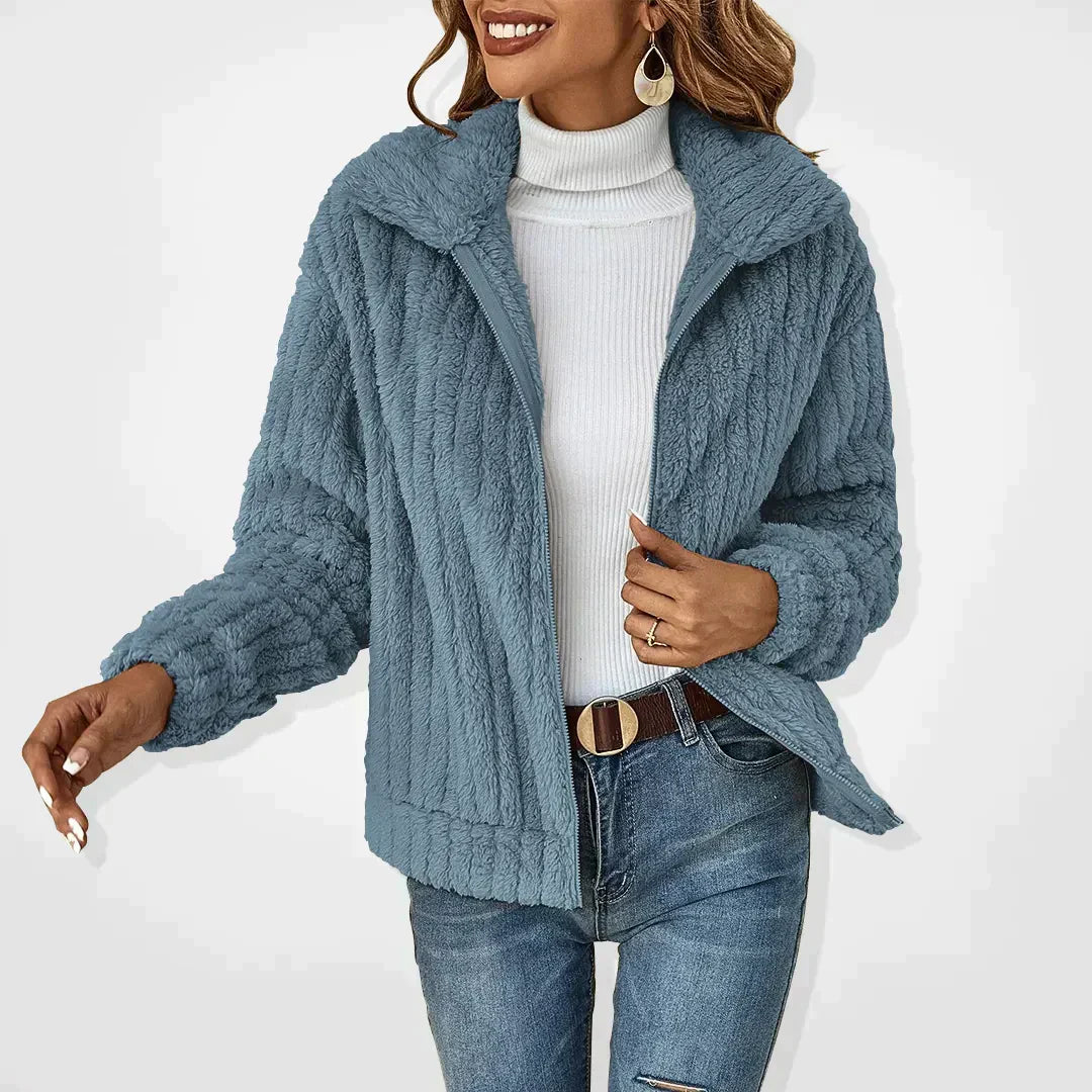 Floriane | Blouson Bomber Femme Polaire Zippé Beige