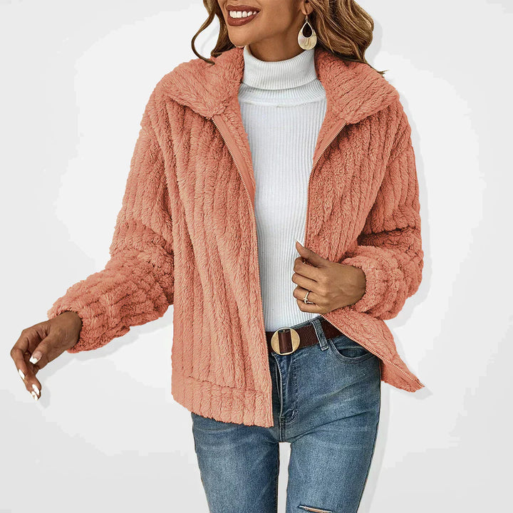 Floriane | Blouson Bomber Femme Polaire Zippé Beige