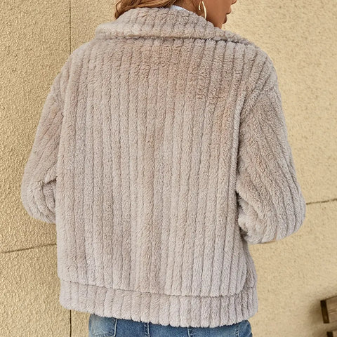 Floriane | Blouson Bomber Femme Polaire Zippé Beige