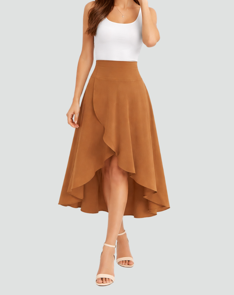 Floriane | Jupe Femme Asymétrique Taille Haute Volantée
