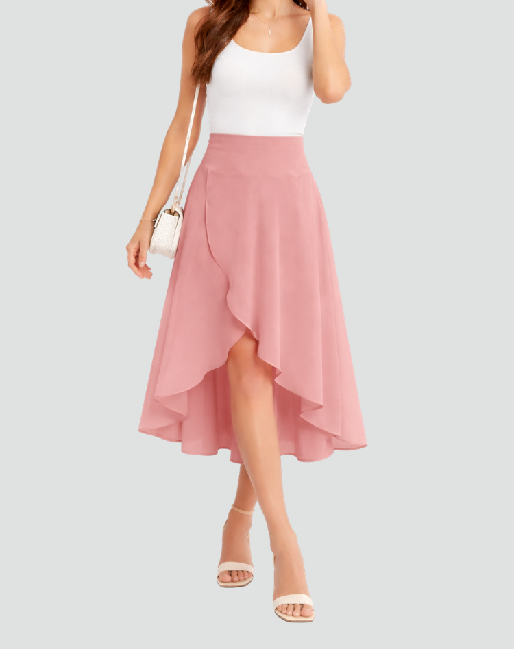 Floriane | Jupe Femme Asymétrique Taille Haute Volantée