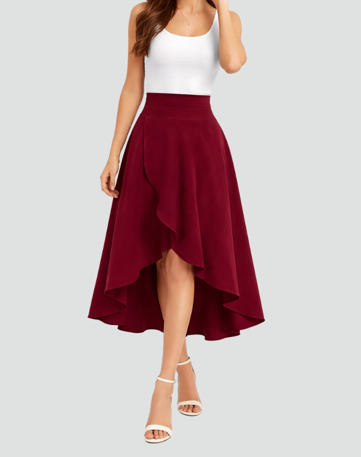 Floriane | Jupe Femme Asymétrique Taille Haute Volantée