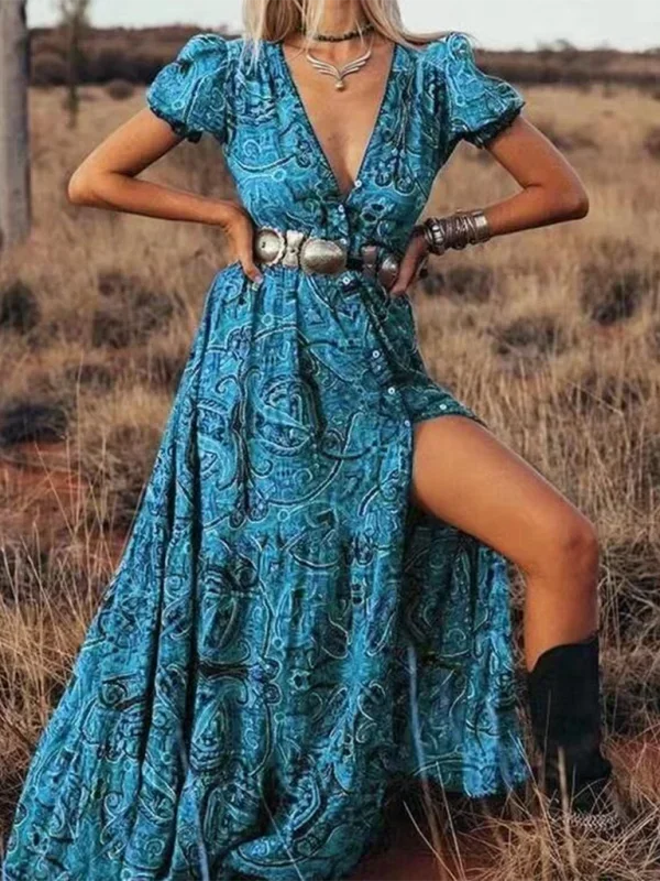 Floriane | Robe Femme Imprimée Fente Maxi