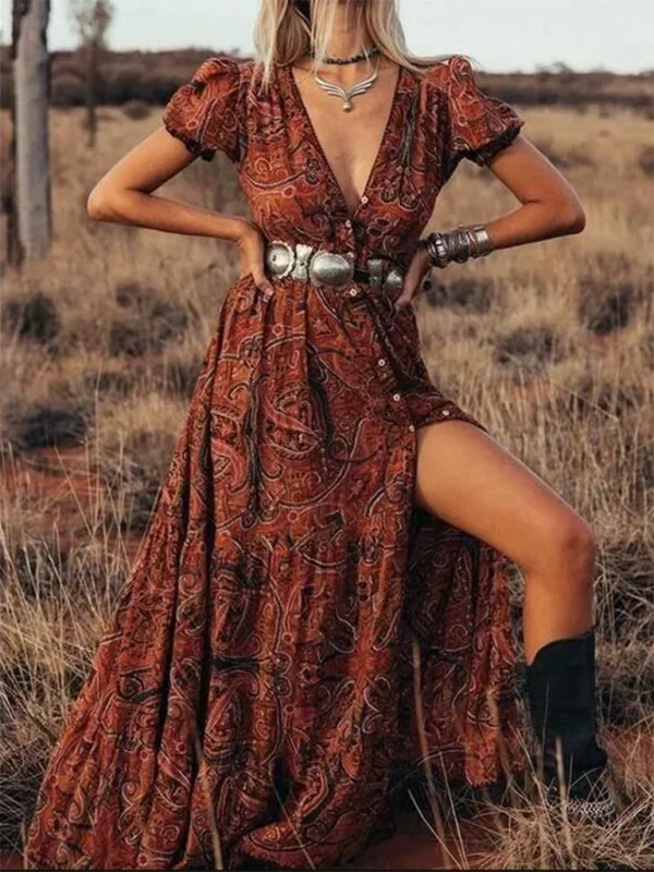 Floriane | Robe Femme Imprimée Fente Maxi