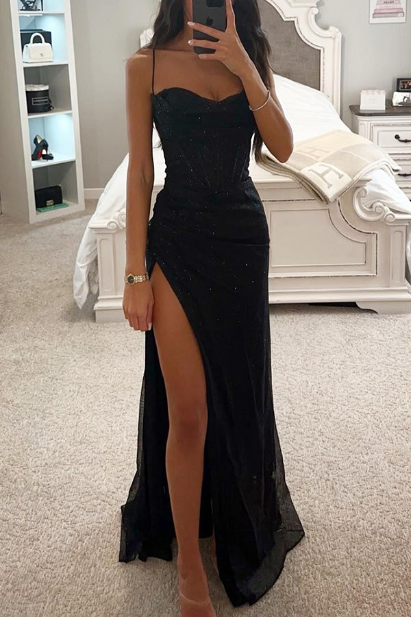 Floriane | Robe de Soirée Longue Fente Pailletée