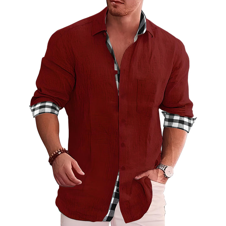 François | Chemise Homme Lin Carreaux Contrastés