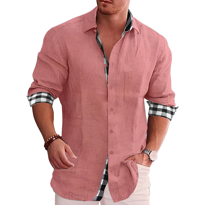 François | Chemise Homme Lin Carreaux Contrastés