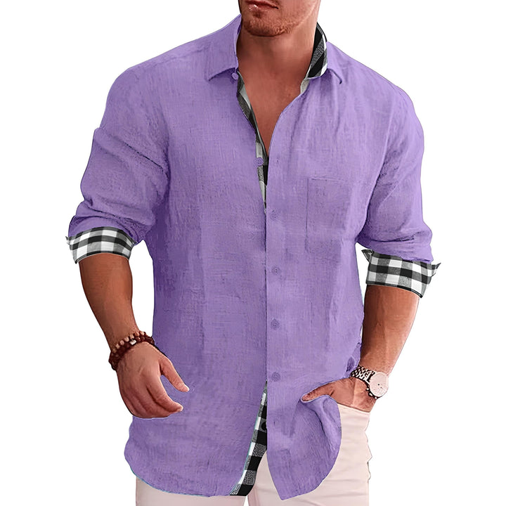 François | Chemise Homme Lin Carreaux Contrastés
