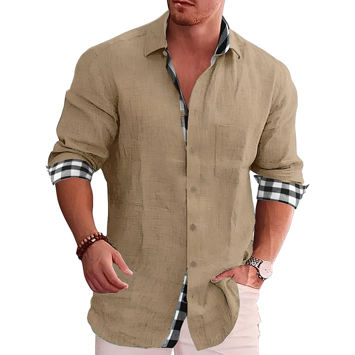 François | Chemise Homme Lin Carreaux Contrastés