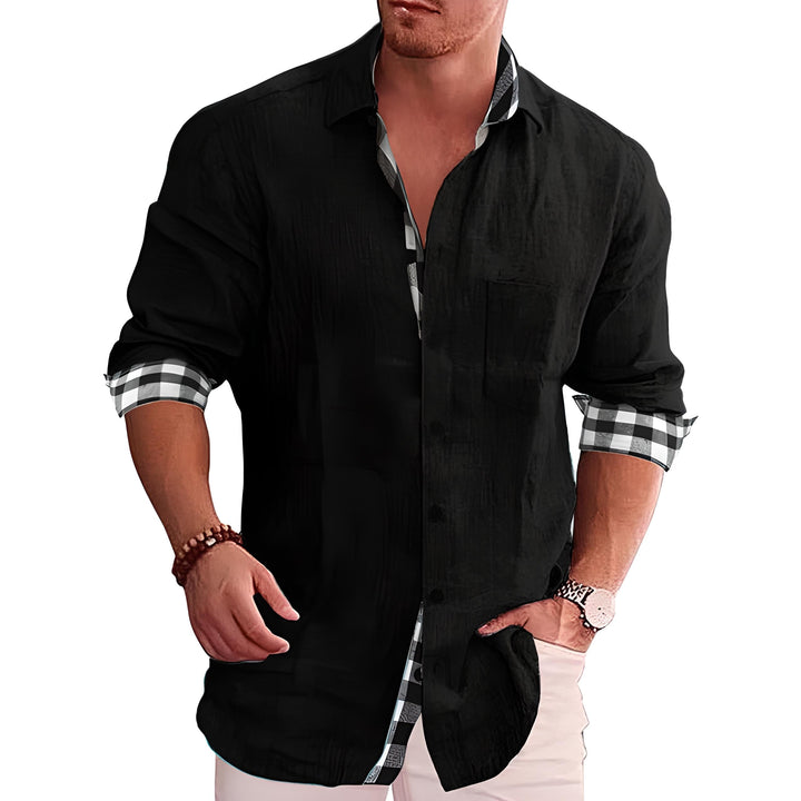 François | Chemise Homme Lin Carreaux Contrastés