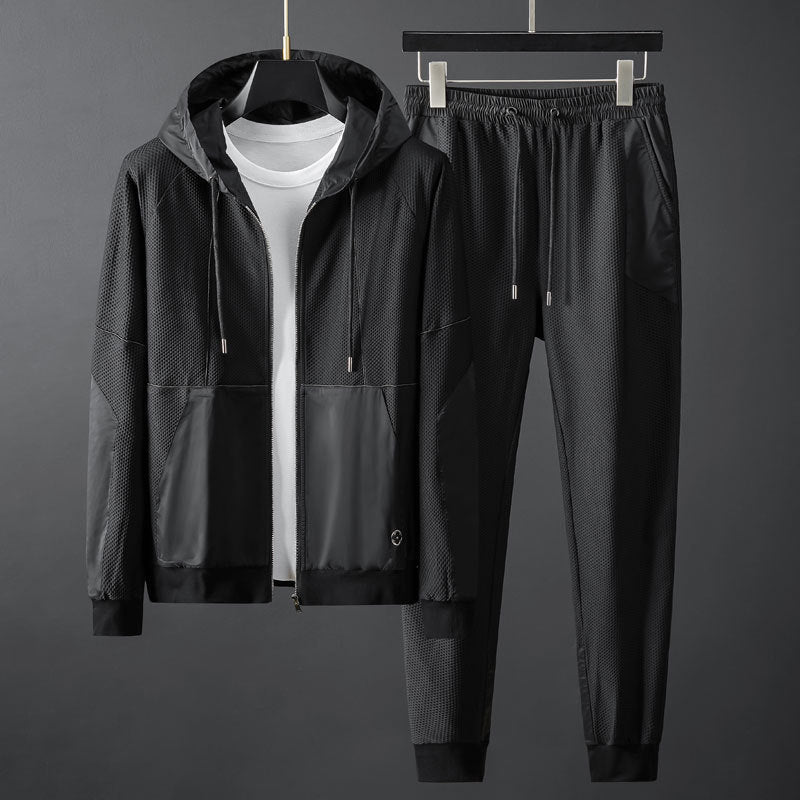 François | Ensemble Jogging Homme Gris Zippé à Capuche