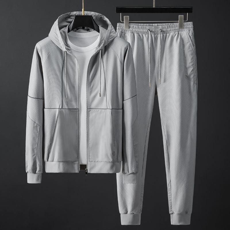 François | Ensemble Jogging Homme Gris Zippé à Capuche