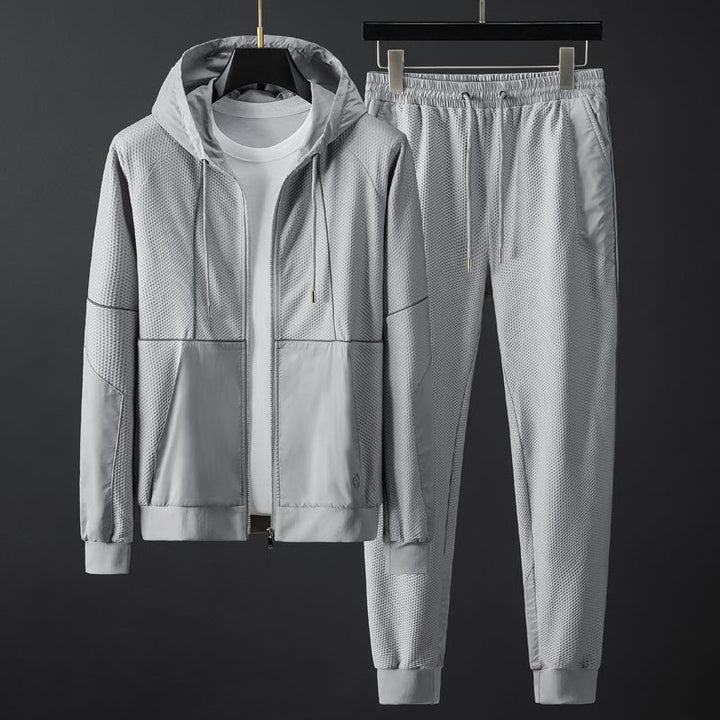 François | Ensemble Jogging Homme Gris Zippé à Capuche
