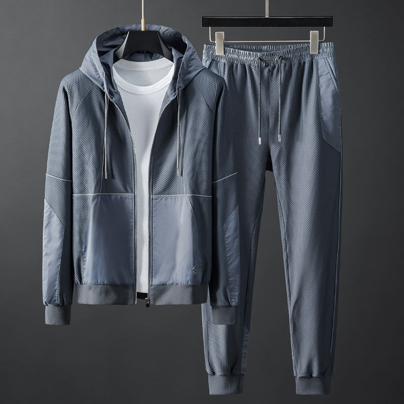 François | Ensemble Jogging Homme Gris Zippé à Capuche