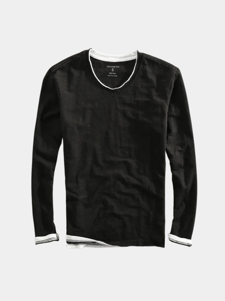 François | Pull Col V Manches Longues Homme Noir