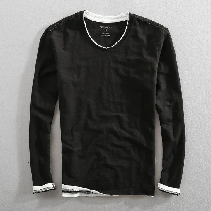 François | Pull Col V Manches Longues Homme Noir