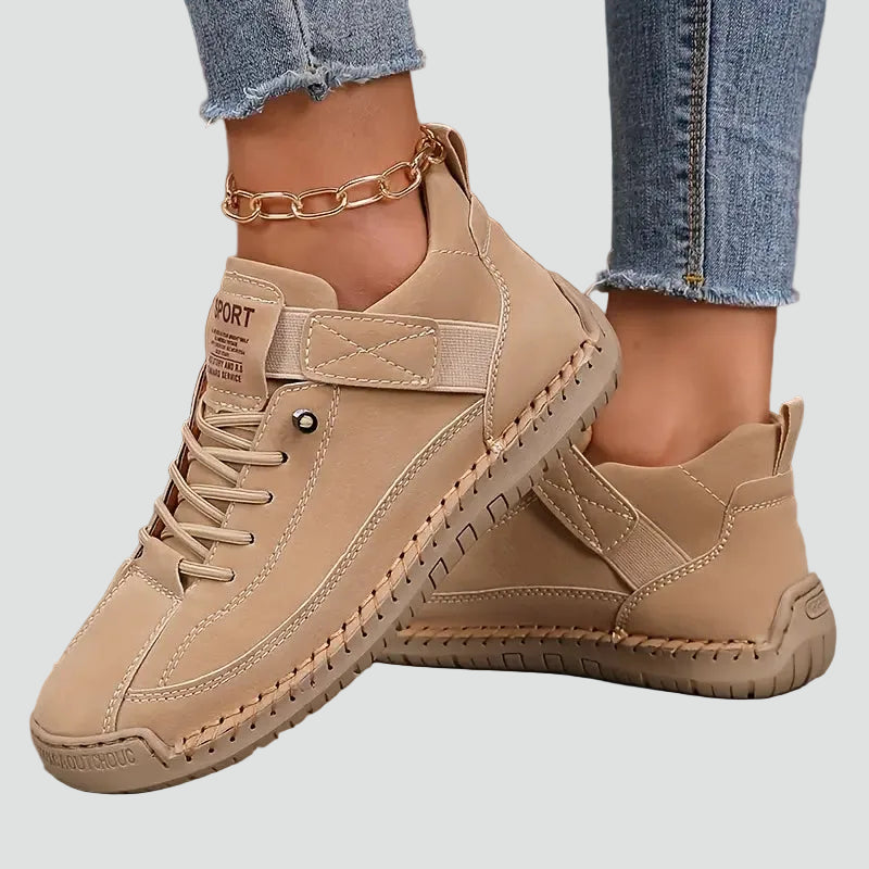 Gabrielle | Baskets Basses Cuir Noir Lacets Femme
