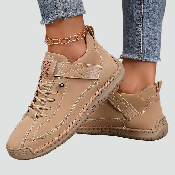 Gabrielle | Baskets Basses Cuir Noir Lacets Femme