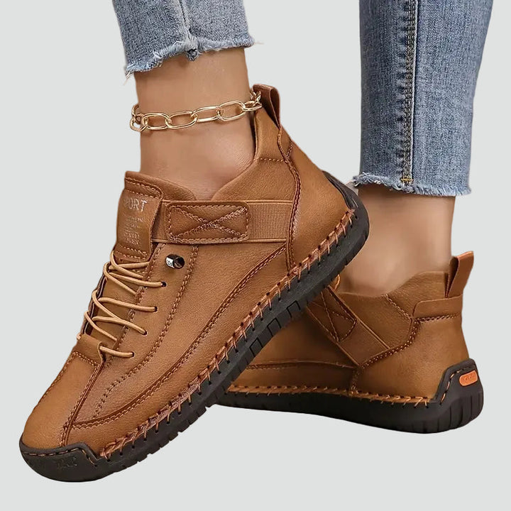 Gabrielle | Baskets Basses Cuir Noir Lacets Femme