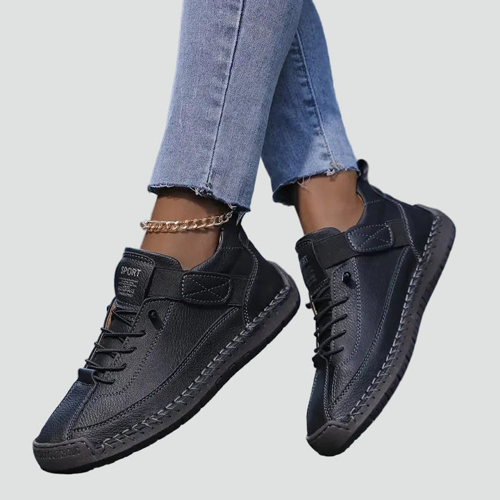 Gabrielle | Baskets Basses Cuir Noir Lacets Femme