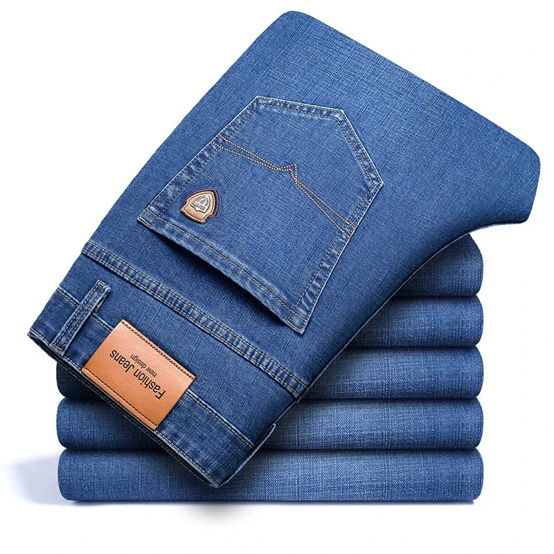 Gabrielle | Jean Stacked Bleu en Denim Uni