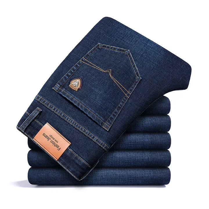 Gabrielle | Jean Stacked Bleu en Denim Uni
