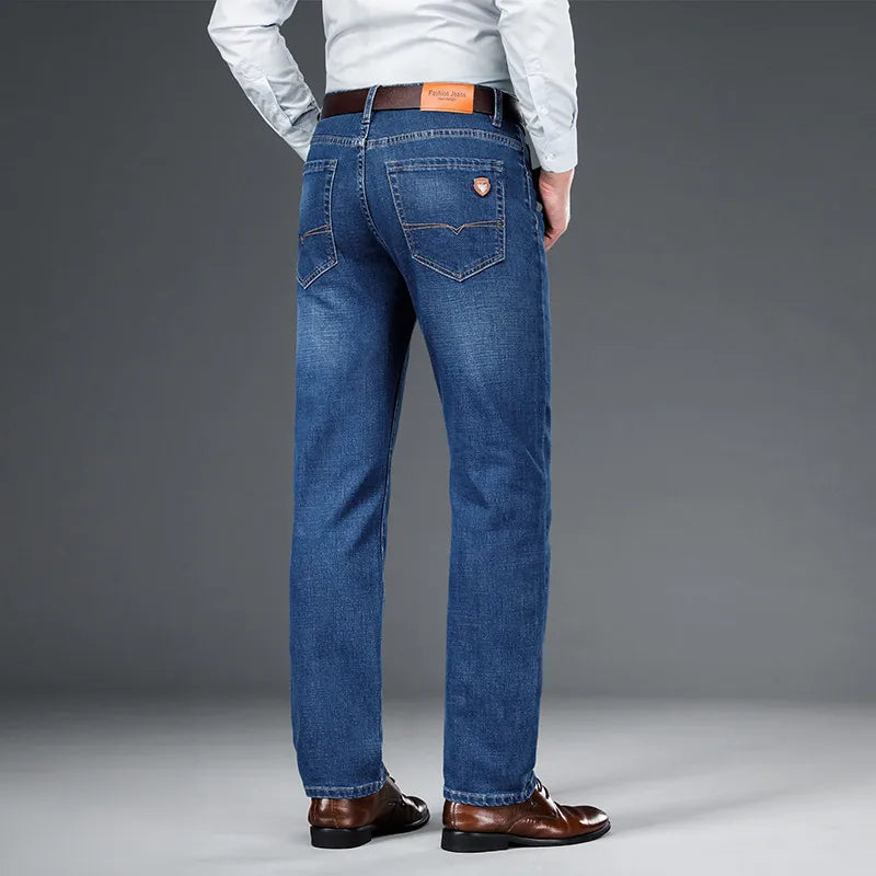 Gabrielle | Jean Stacked Bleu en Denim Uni