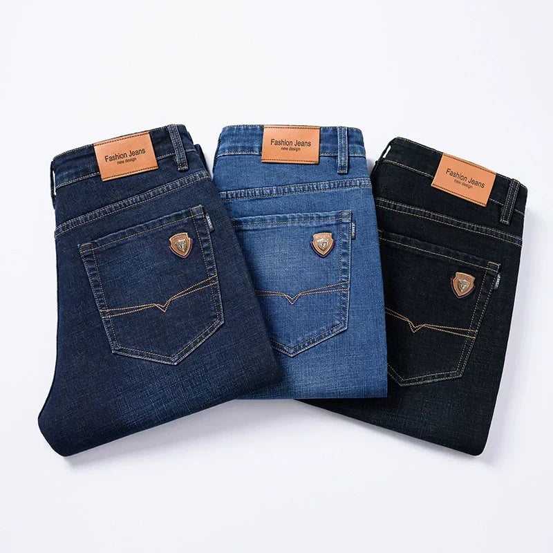 Gabrielle | Jean Stacked Bleu en Denim Uni