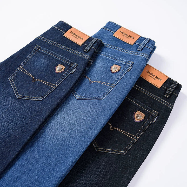 Gabrielle | Jean Stacked Bleu en Denim Uni